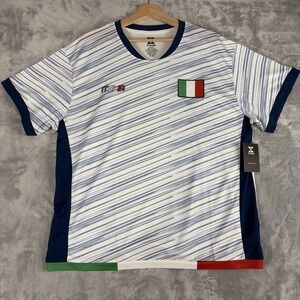 Striker Italy Soccer Jersey Size 2XL White Blue Polyester Fan Shirt NWT